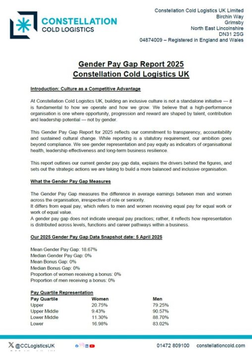 Constellation Cold Logistics – Rapport om lønforskelleCold Logistics – Billede